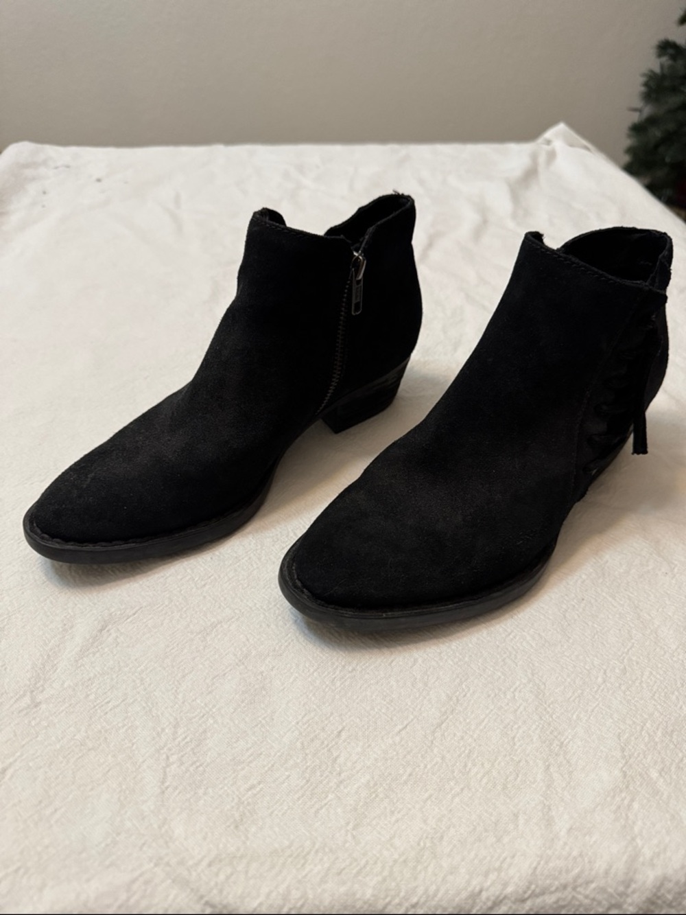 Born Black Suede Ankle Boots - Women's Zip Side Booties